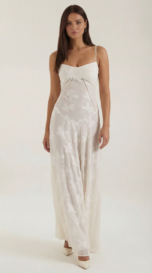 Women's Maxi Dress Lace Floral Jacquard Sweetheart Neckline 0